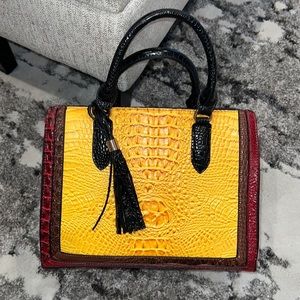 Yellow/Red faux leather bag